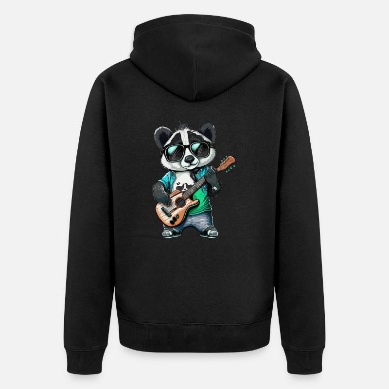 Panda Rocker - Veste à capuche bio Premium Unisexe - noir