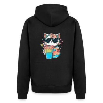 Cat love in cocktail style - Unisex Premium Organic Zip Hoodie - black - Back - Nico (187cm)