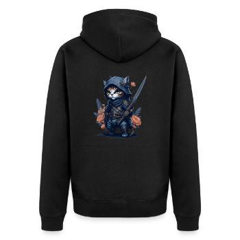 Préparez-vous à l’action avec le chat ninja - Veste à capuche bio Premium Unisexe - noir - Dos - Nico (187cm)
