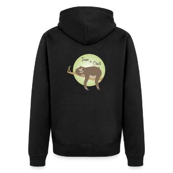 Sloth - Time to relax - Unisex Premium Organic Zip Hoodie - black - Back - Nico (187cm)