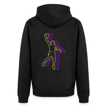 Basketballer Basketball Mädchen - Unisex Premium Bio Zip Hoodie - Schwarz - Hinten - Nico (187cm)