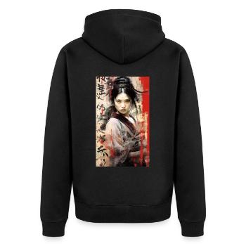 Japan Tradition Japanisch Kultur Frau - Unisex Premium Bio Zip Hoodie - Schwarz - Hinten - Nico (187cm)