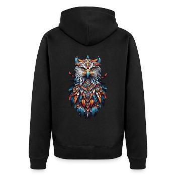 Spirituelles Adler Mandala Indianer Boho Design - Unisex Premium Bio Zip Hoodie - Schwarz - Hinten - Nico (187cm)