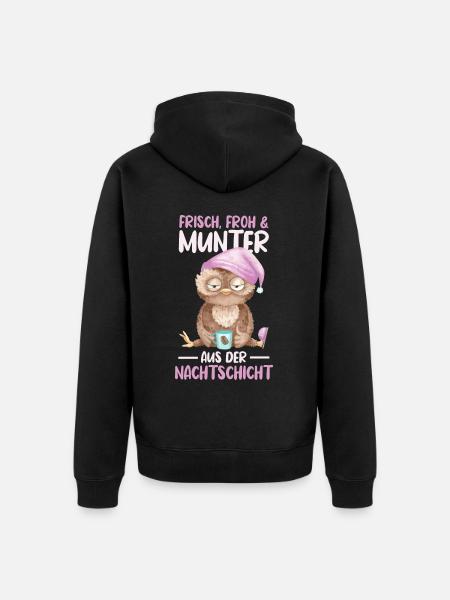 Eule Nachtschicht Schichtarbeiter - Unisex Premium Bio Zip Hoodie - Schwarz