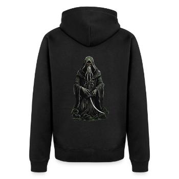 Tentacle Grim Reaper Halloween Horror Design - Unisex Premium Organic Zip Hoodie - black - Back - Nico (187cm)