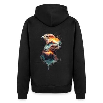 The Freedom of the Sky: Eagles and Mountain Landscape - Unisex Premium Organic Zip Hoodie - black - Back - Nico (187cm)
