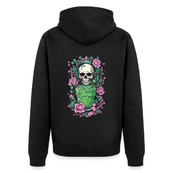 Gothic Skull mit Gift Cocktail Halloween Design - Unisex Premium Bio Zip Hoodie - Schwarz - Hinten - Nico (187cm)