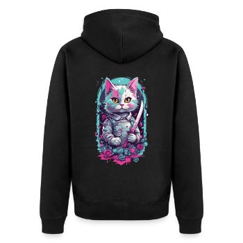 Chat Goth Kawaii avec Katana Warrior Cats - Veste à capuche bio Premium Unisexe - noir - Dos - Nico (187cm)