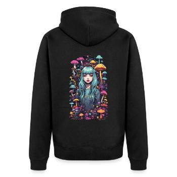 Psychedelic Mushrooms E-Girl Festival Style - Unisex Premium Organic Zip Hoodie - black - Back - Nico (187cm)
