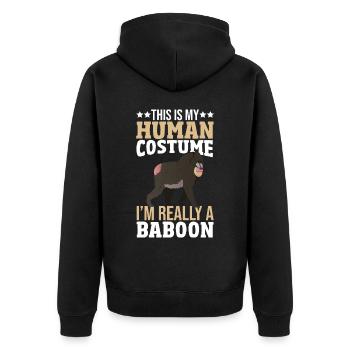 Cadeau pour les amoureux des babouins - Veste à capuche bio Premium Unisexe - noir - Dos - Nico (187cm)