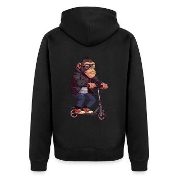 Monkey Scooter - Unisex Premium Organic Zip Hoodie - black - Back - Nico (187cm)