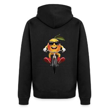 Mango Radfahren auf dem Fahrrad Geschenk - Unisex Premium Bio Zip Hoodie - Schwarz - Hinten - Nico (187cm)