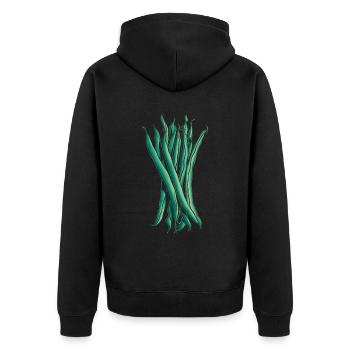 Grüne Bohnen - Unisex Premium Bio Zip Hoodie - Schwarz - Hinten - Nico (187cm)