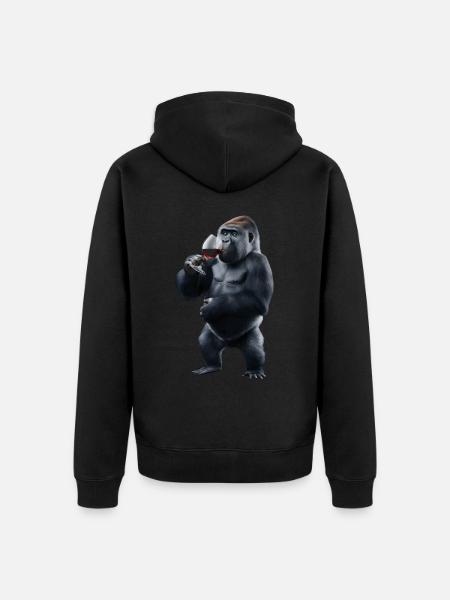 Gorilla Wein - Unisex Premium Bio Zip Hoodie - Schwarz