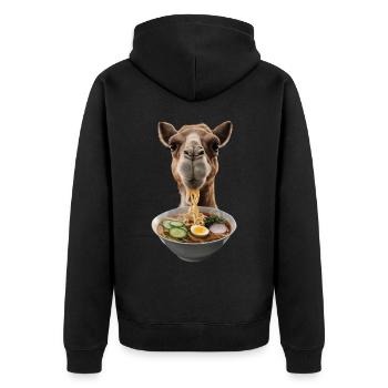Kamel Ramen - Unisex Premium Bio Zip Hoodie - Schwarz - Hinten - Nico (187cm)