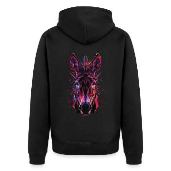 Esel - Unisex Premium Bio Zip Hoodie - Schwarz - Hinten - Nico (187cm)