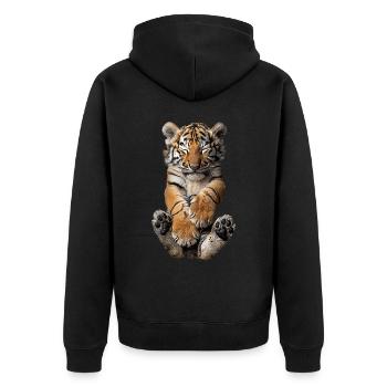 Tiger - Unisex Premium Organic Zip Hoodie - black - Back - Nico (187cm)