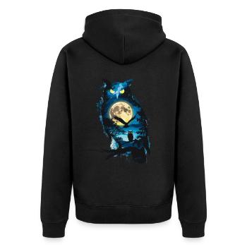 Niedliche Eule als Zauberer für einen Eulen Fans - Unisex Premium Bio Zip Hoodie - Schwarz - Hinten - Nico (187cm)