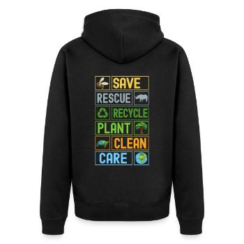 Save Rescue Recycle Nettoyage des plantes Entretien - Veste à capuche bio Premium Unisexe - noir - Dos - Nico (187cm)