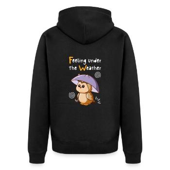 Feeling Under The Weather. Cute Owl. Black. - Unisex Premium Organic Zip Hoodie - black - Back - Nico (187cm)