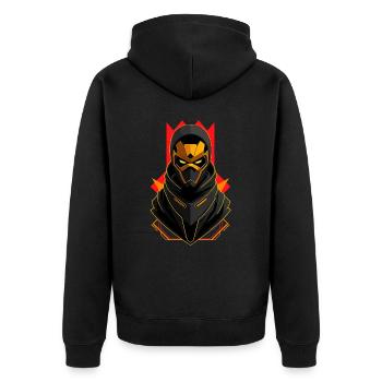Goldener Roboter - Unisex Premium Bio Zip Hoodie - Schwarz - Hinten - Nico (187cm)