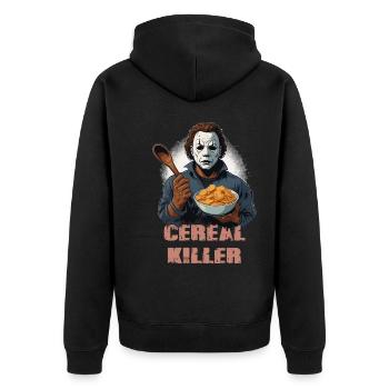 The Scariest Cereal Killer Serial Killer Myer - Unisex Premium Organic Zip Hoodie - black - Back - Nico (187cm)