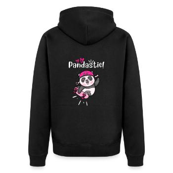 Pandastic Panda Skateboarding. Black. - Unisex Premium Organic Zip Hoodie - black - Back - Nico (187cm)