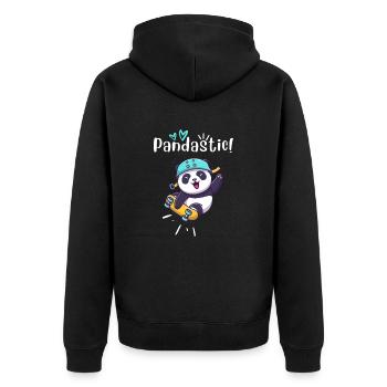 Pandastic Panda On Skateboard. Black. - Unisex Premium Organic Zip Hoodie - black - Back - Nico (187cm)