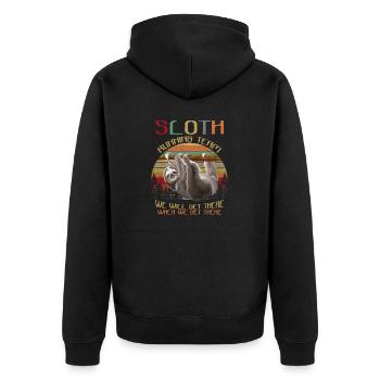 Sloth Running Team We'll Get There Funny Sloth - Unisex Premium Organic Zip Hoodie - black - Back - Nico (187cm)