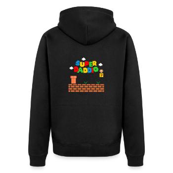 Super Daddio Vatertagsgeschenk Vater Geschenkidee - Unisex Premium Bio Zip Hoodie - Schwarz - Hinten - Nico (187cm)