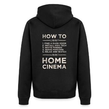 How to Home Cinema | Home cinema, beamer, screen - Unisex Premium Organic Zip Hoodie - black - Back - Nico (187cm)