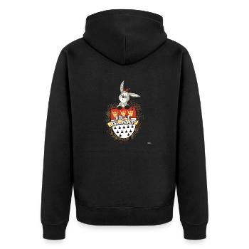 Kölle ALaaf mit niedlichem Esel Karneval Kostüm - Unisex Premium Bio Zip Hoodie - Schwarz - Hinten - Nico (187cm)