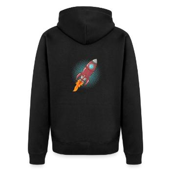 Comic Rocket Spaceship Spacecraft Missile - Unisex Premium Organic Zip Hoodie - black - Back - Nico (187cm)