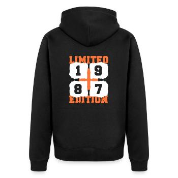 1987 birthday 35 years anniversary retro edition - Unisex Premium Organic Zip Hoodie - black - Back - Nico (187cm)