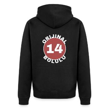 Bolu - Unisex Premium Organic Zip Hoodie - black - Back - Nico (187cm)