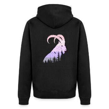 Steinbock - Unisex Premium Bio Zip Hoodie - Schwarz - Hinten - Nico (187cm)