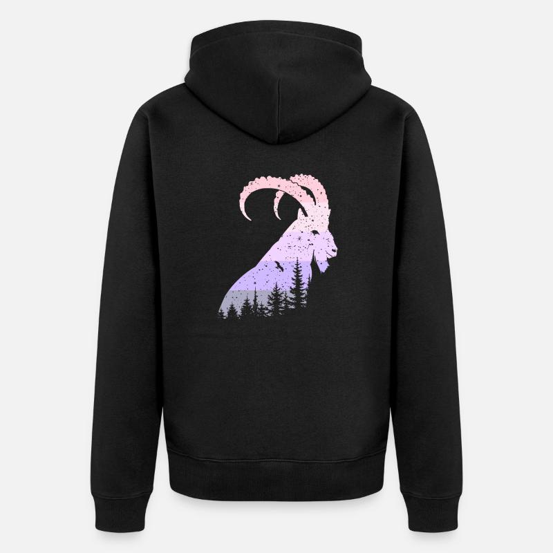 Steinbock - Unisex Premium Bio Zip Hoodie - Schwarz