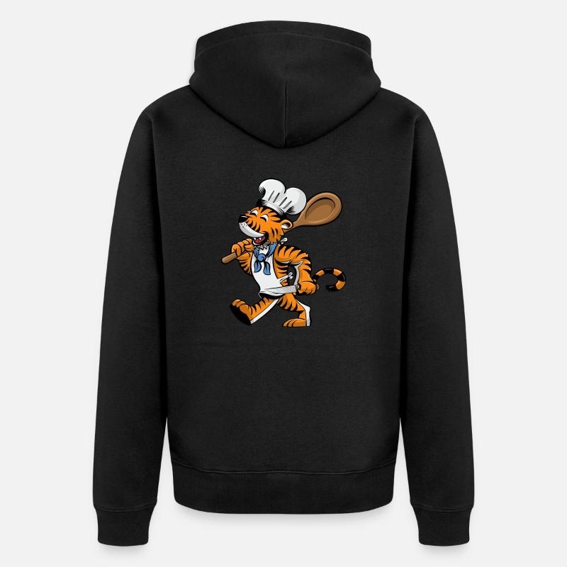 Tiger Küchenchef - Unisex Premium Bio Zip Hoodie - Schwarz