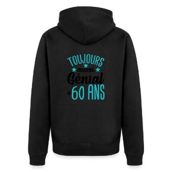 Je n'ai pas 60 ans cadeau humour anniversaire - Veste à capuche bio Premium Unisexe - noir - Dos - Nico (187cm)