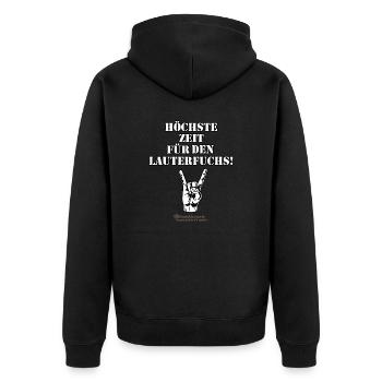 Heavy Metal Lauterfuchs - Unisex Premium Bio Zip Hoodie - Schwarz - Hinten - Nico (187cm)