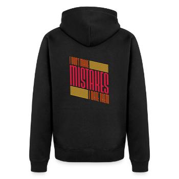 Date Mistakes Quote Logo - Unisex Premium Organic Zip Hoodie - black - Back - Nico (187cm)