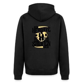25831 weddingbeer pr et hoodie - Unisex Premium Bio Zip Hoodie - Schwarz - Hinten - Nico (187cm)