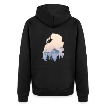 Klettern Berge Felsen Trad Sport Klettern Bouldern - Unisex Premium Bio Zip Hoodie - Schwarz - Hinten - Nico (187cm)