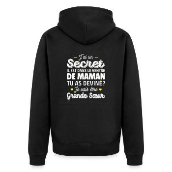 je vais être grande sœur / future grande soeur - Veste à capuche bio Premium Unisexe - noir - Dos - Nico (187cm)