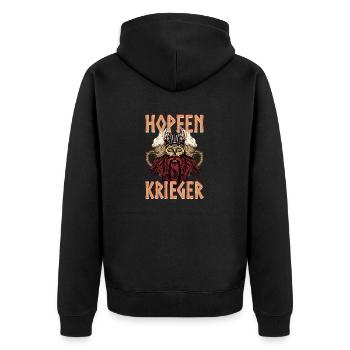 Hopfenkrieger Saufen Lustiges Bier Liebhaber Biert - Unisex Premium Bio Zip Hoodie - Schwarz - Hinten - Nico (187cm)