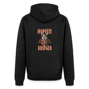 Hopfenkrieger Saufen Lustiges Bier Liebhaber Biert - Unisex Premium Bio Zip Hoodie - Schwarz - Hinten - Nico (187cm)