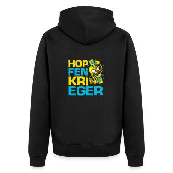 Hopfenkrieger Saufen Lustiges Bier Liebhaber Biert - Unisex Premium Bio Zip Hoodie - Schwarz - Hinten - Nico (187cm)