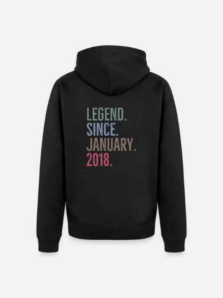 Legend Since January 2018 - Unisex Premium Organic Zip Hoodie - black