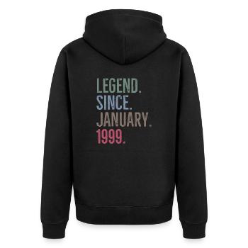 Légende depuis janvier 1999 - Veste à capuche bio Premium Unisexe - noir - Dos - Nico (187cm)