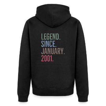 Legende seit Januar 2001 - Unisex Premium Bio Zip Hoodie - Schwarz - Hinten - Nico (187cm)